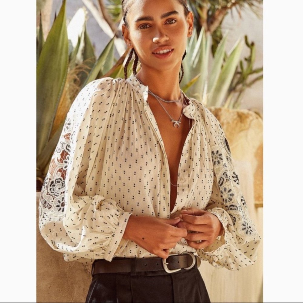 Urban Outfitters Clip-Dot Lace Blouse